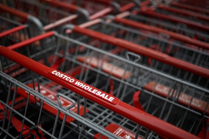 Shopping carts are seen at the Costco store ahead of Black Friday in Arlington