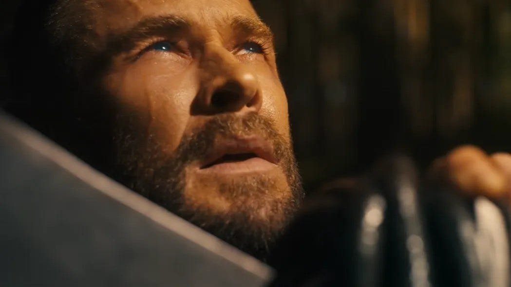 Chris Hemsworth looking up in Marvel Doomsday